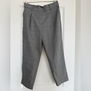 LOFT Petite Black and White Glen Plaid Pants